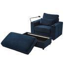Modern Style Armchair Chaise Lounge Sofa Couch With Movable Storage Ottoman, USB Ports, Cup Holders, Phone Holder, Side Pockets