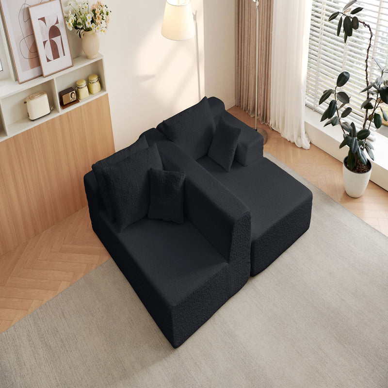 Modular Cloud Sectional Couch With L Shape Chaise - Black