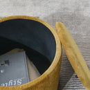 Classic 2 Piece Round Storage Ottoman Set With Drum Shaped Stool