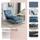Velvet Chaise Lounge Indoor, Button Tufted Upholstered Chaise Lounge Chair With Pillow
