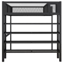 Full Size Metal Loft Bed with 4-Tier Shelves and Storage, Black