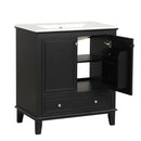 30" Bathroom Vanity With Sink Combo, Multi Functional Bathroom Cabinet With Doors And Drawer - Black