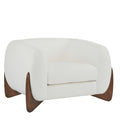 Modern Upholstered Boucle Arm Chair With Tuxedo Design And Triangular Legs