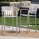 Outdoor Aluminum Rust Proof Barstools (Set of 2) - Silver