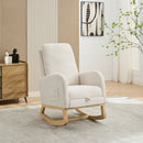 High Back Glider Rocking Chair With Retractable Footrest And Rubber Wood Legs