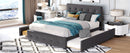 Upholstered Platform Bed With Classic Headboard And Drawers, No Box Spring Needed