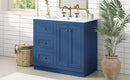 Bathroom Vanity With Ceramic Sink, Bathroom Storage Cabinet With 2 Drawers & Shelf, Freestanding Bathroom Cabinet - Blue