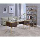Yumia - Desk - Gold & Clear Glass - Atlantic Fine Furniture Inc