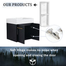 Modern Wall Mounted Bathroom Vanity With Resin Sink And Storage Rack