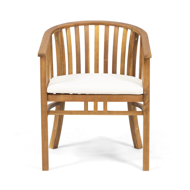 Outdoor Wooden Dining Chairs With Cushions (Set of 2)