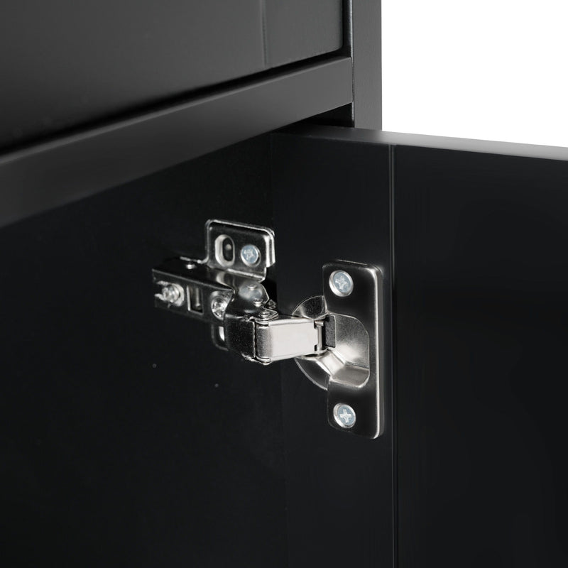 Freestanding Tall Bathroom Cabinet With Soft Close Doors And Adjustable Shelves - Black