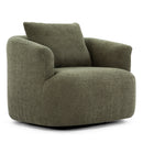 360° Swivel Barrel Sofa Chair With Throw Pillow, Chenille Upholstered Accent Chair