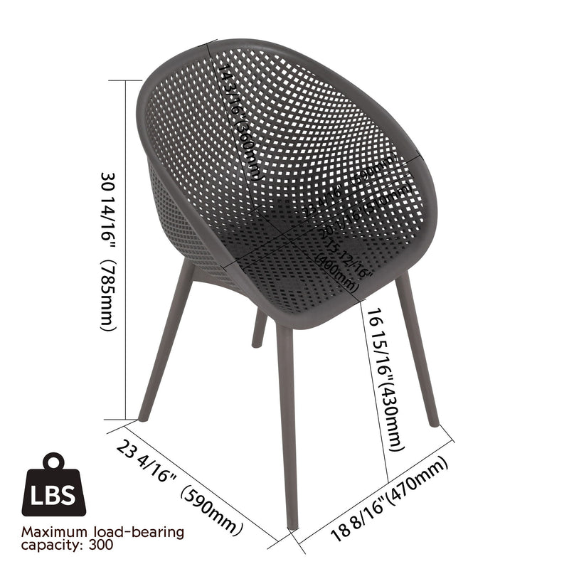 2 Piece Durable Single Chair With Mesh Hollow Out Design