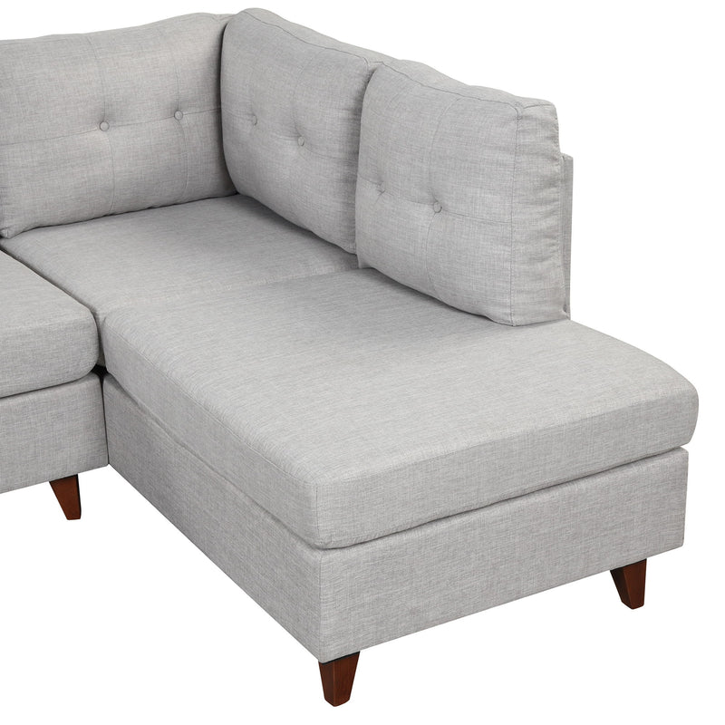 Modern Linen Fabric Sofa, L-Shape Couch With Chaise Lounge, Sectional Sofa With One Lumbar Pad