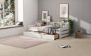 Twin Size Wooden Day Bed with Trundle for Guest Room, Small Bedroom, Study Room, White