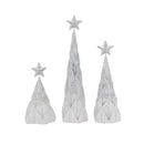 Resin / Foil Christmas Tree With Star Top (Set of 3) - White / Silver