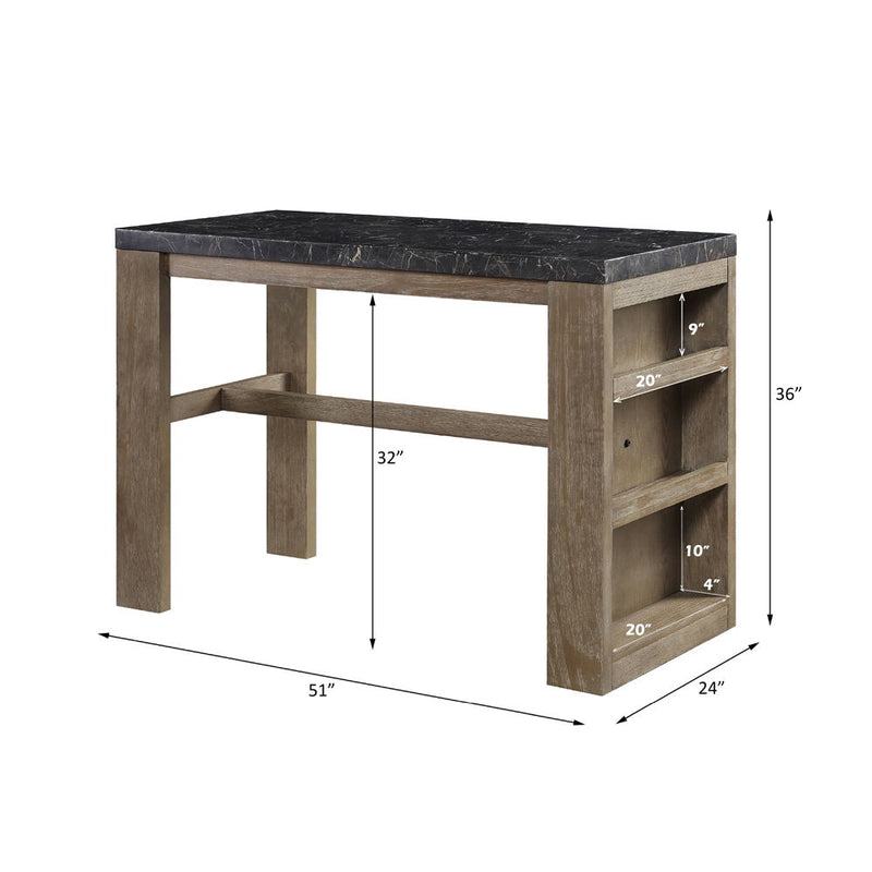 Charnell - Counter Height Table - Marble & Oak Finish - Atlantic Fine Furniture Inc