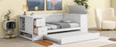 Twin Size Daybed with Storage Arms, Trundle and Charging Station, White