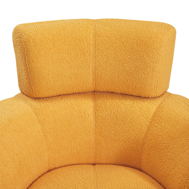 360° Swivel Chair Upholstered Accent Barrel Chair With Adjustable Headrest