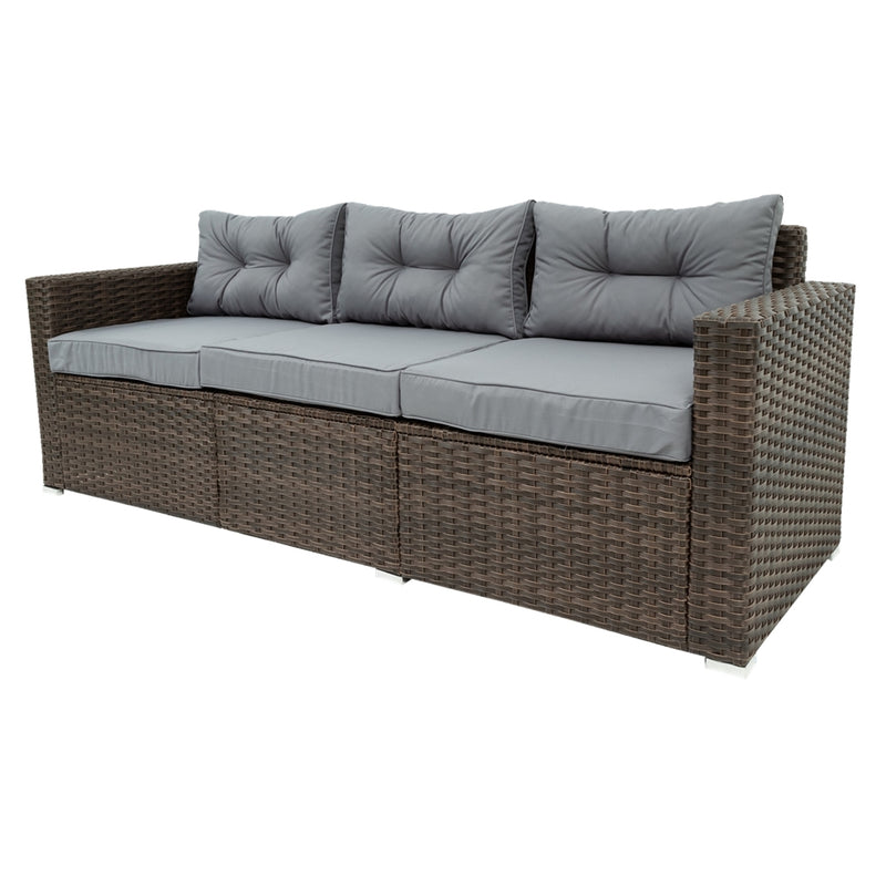 6 Piece Patio Rattan Wicker Outdoor Furniture Conversation Sofa Set with Removeable Cushions and Temper glass TableTop