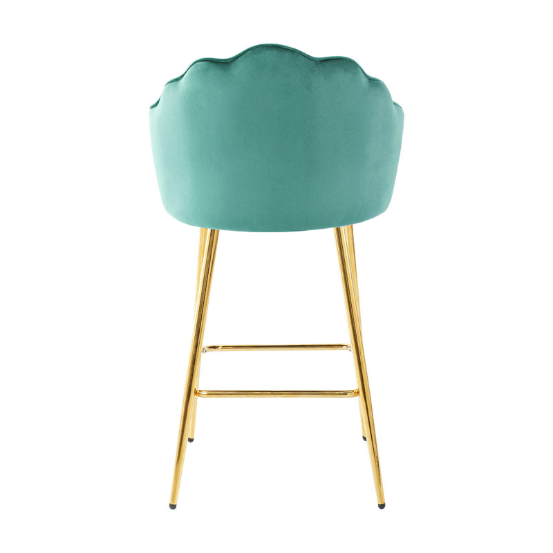 Elegant Shell Shape Velvet Bar Chair (Set of 2)