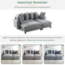 Upholstered L Shaped Sectional Sofa With Storage, Movable Ottoman, And 6 Throw Pillows