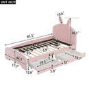 Twin Size Upholstered Platform Bed with Cartoon Ears Shaped Headboard and 2 Drawers, Pink