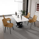 Rectangular Dining Table, For Dinner Party, 4 Chairs - Black / White