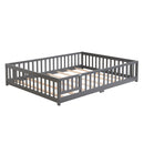 Solid Floor Bed With Door And Fence For Children