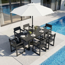 7-Piece HDPE Outdoor Dining Set, Black