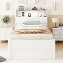 LED Platform Bed With Trundle With Storage Headboard With Drawers