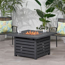 Stylish Square Iron Fire Pit With Tank Space, 50, 000 Btu - Black