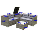 4 Piece Patio Sectional Wicker Rattan Outdoor Furniture Sofa Set With Storage Box