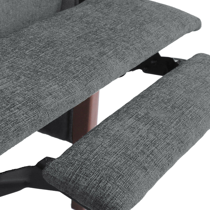 Mendota - Mid Century Modern Fabric Channel Stitch Wood Pushback Recliner - Gray