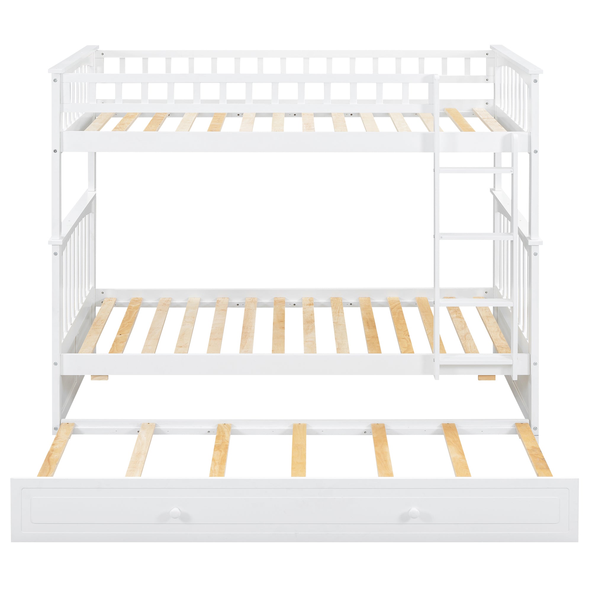 Twin over Twin Bunk Bed with Twin Size Trundle, Convertible Beds, White - Atlantic Fine Furniture Melbourne FL