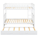Twin over Twin Bunk Bed with Twin Size Trundle, Convertible Beds, White