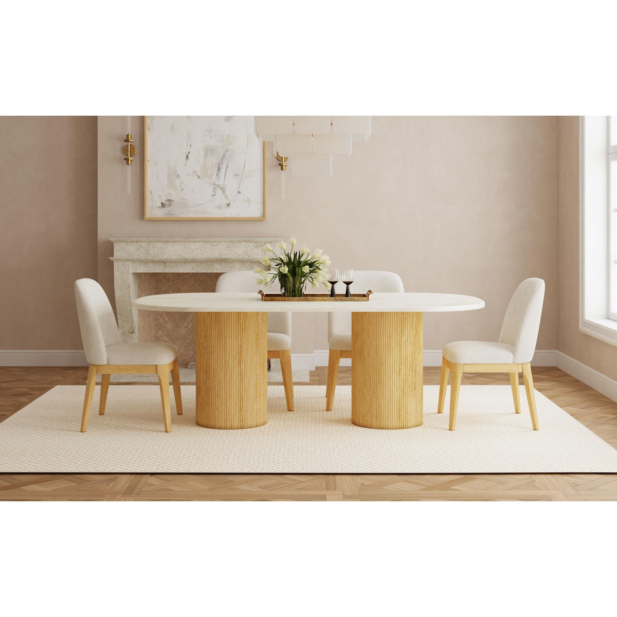 Sylvie Oval Dining Table With Faux Marble Top in Black by Elements International, view 20