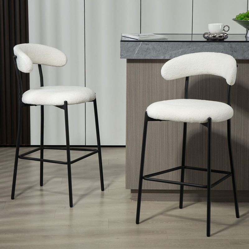 Counter Height Bar Stools Teddy Fabric Cover Kitchen Island Counter Bar Stool With Footrest