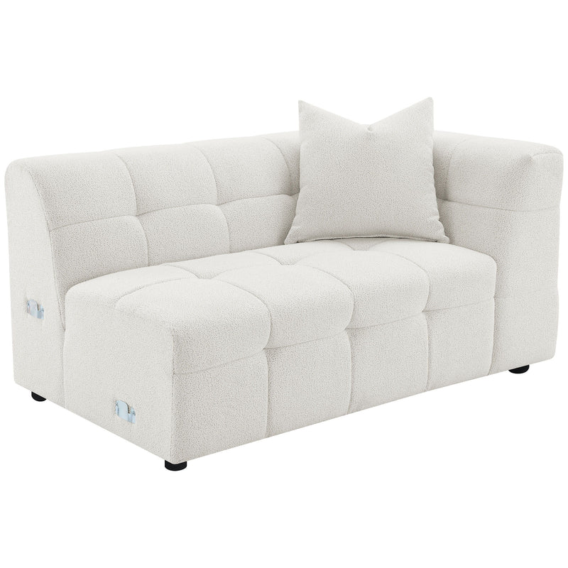 Everly - Boucle Upholstered Extra Long Sofa - White