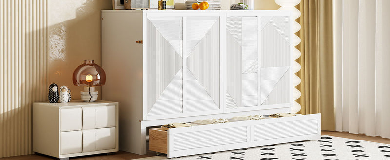 Murphy Bed With Large Drawer, USB Ports And Outlets