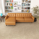 Allison - Mid-Century Modern Leather Sectional Sofa Chaise