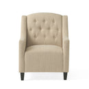 Elegant Upholstered Armchair With Ottoman Set - Beige