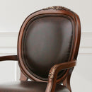 Benard - Traditional Oval Back Chair With Floral Carvings - Brown
