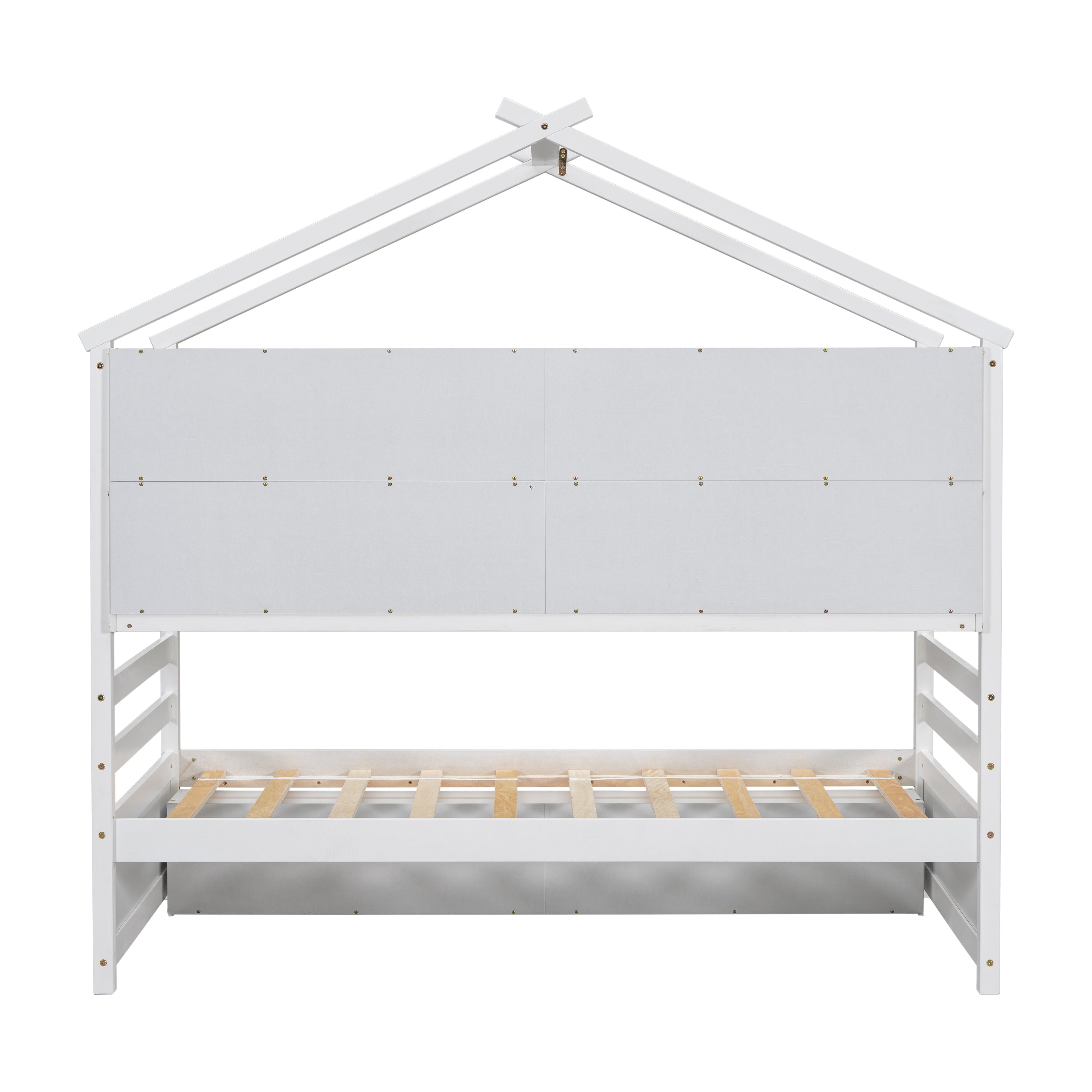 Twin House Bed with Roof Frame, Bedside-shelves, Under Bed Storage Unit,White - Atlantic Fine Furniture Melbourne FL