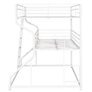 Full XL over Twin XL over Queen Size Triple Bunk Bed with Long and Short Ladder,White