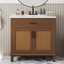 Bathroom Vanity With Ceramic Sink, Modern Free Standing Cabinet With Soft Close Drawers