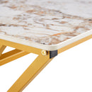 Coffee Table With A Natural And Smooth Marble Pattern On The Surface - Gold