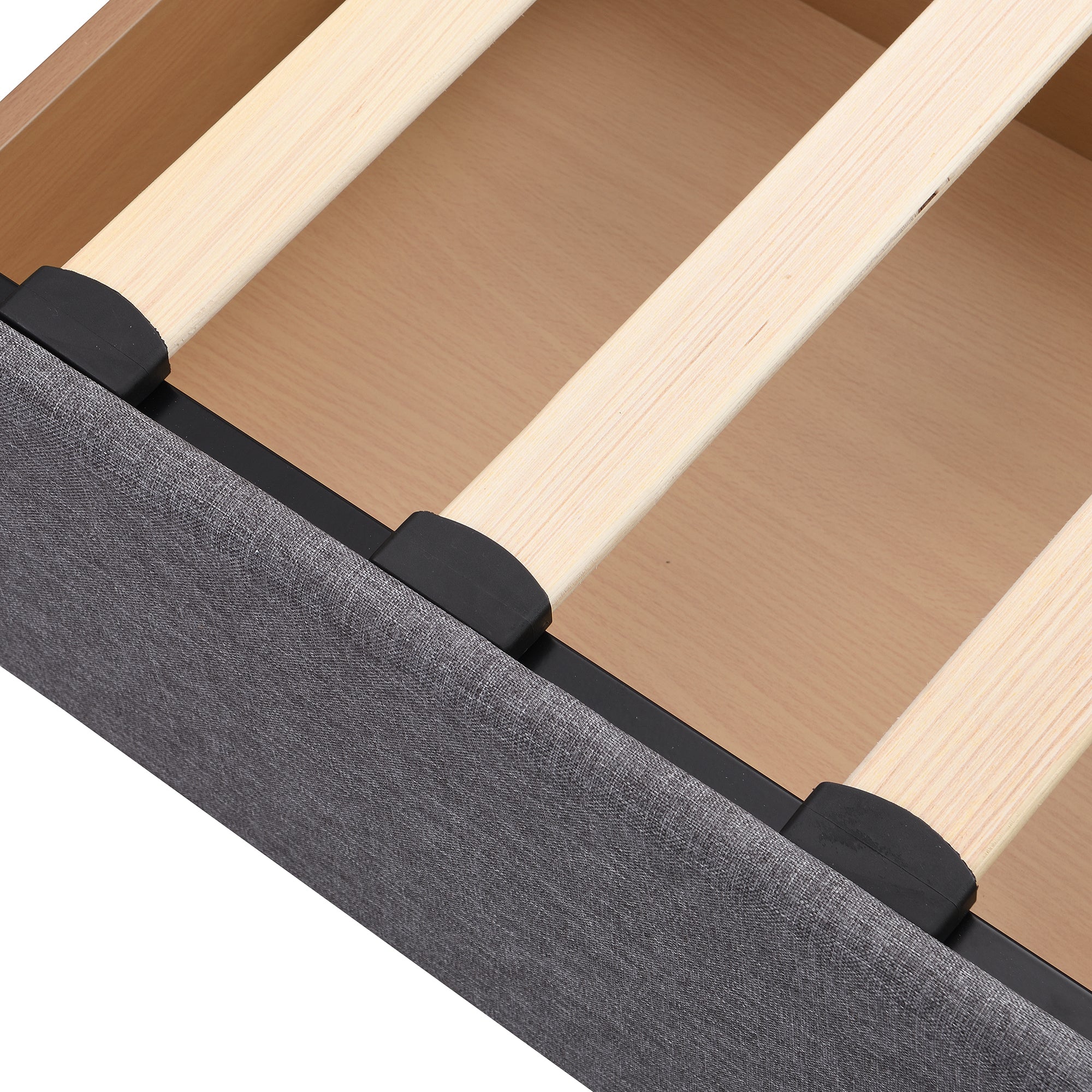 Full Size Upholstered Bed with LED Light and 4 Drawers,  Modern Platform Bed with a set of Sockets and USB Ports, Linen Fabric, Gray - Atlantic Fine Furniture Melbourne FL