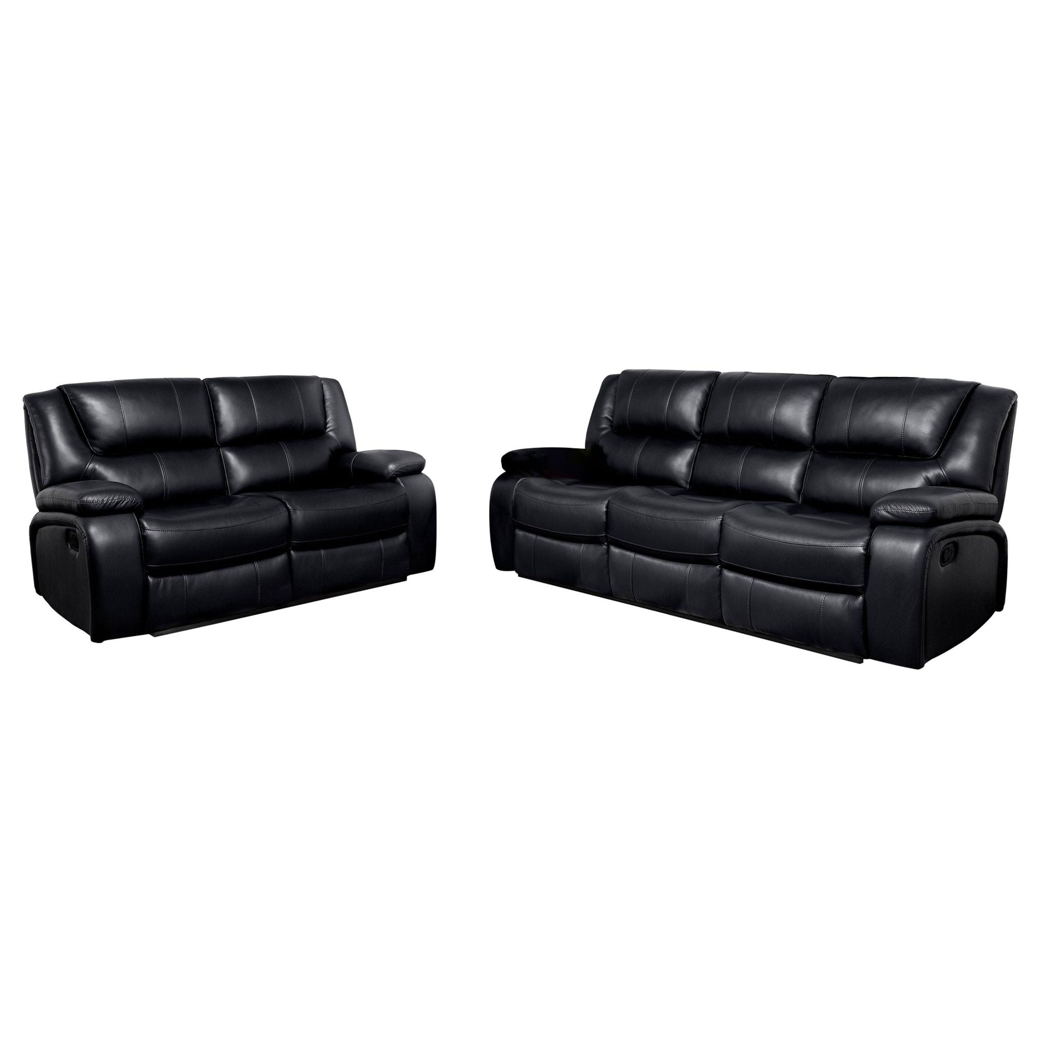 Camila 2-piece Upholstered Motion Reclining Sofa Set Black