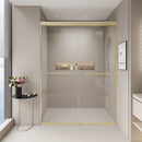 Double Sliding Shower Door, Semi-Frameless Bypass Bathroom Sliding Door With 1/4" (6 Mm) Tempered Glass For Walk-In Shower